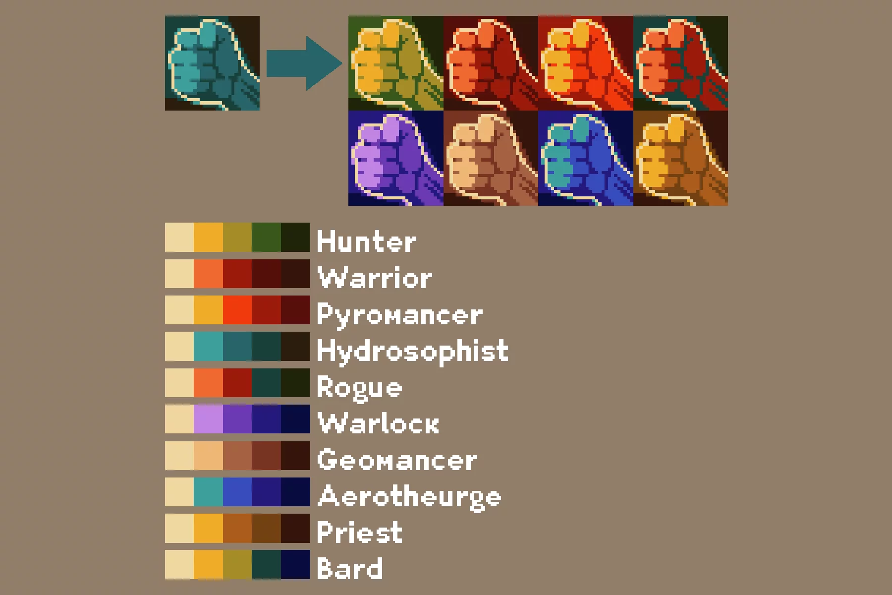 Pyromancer and Hydrosophist Ability Icons Pixel Art