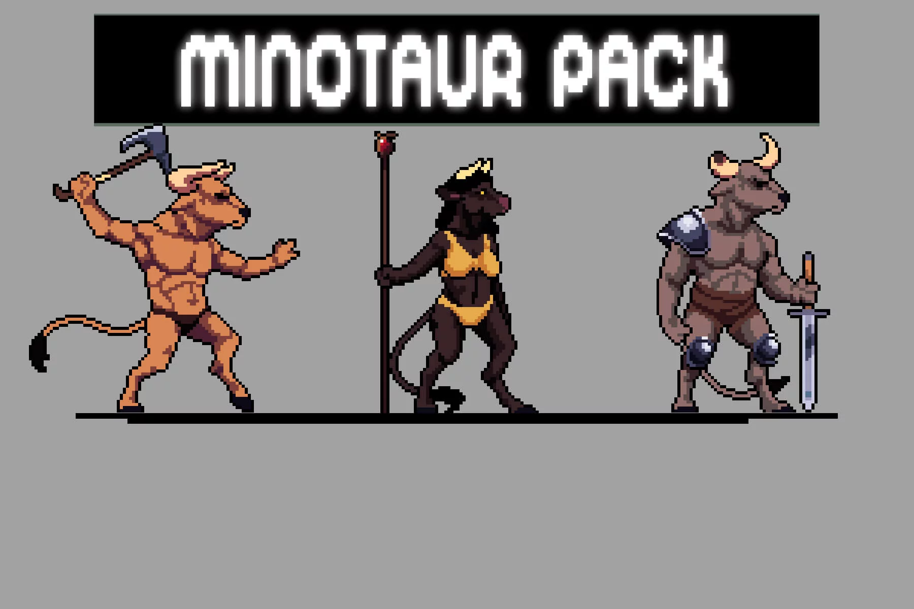 Minotaur Sprite Sheet Pixel Art Pack