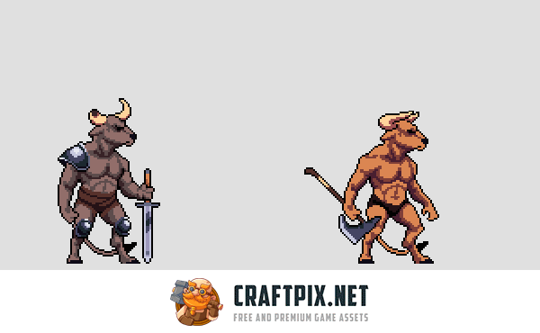 Minotaur Sprite Sheet Pixel Art Pack