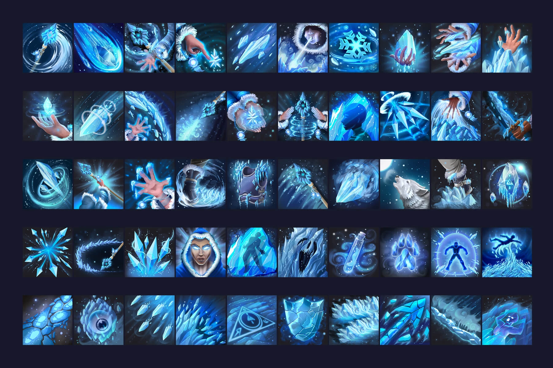 50 RPG Cryomancer Skill Icon Pack