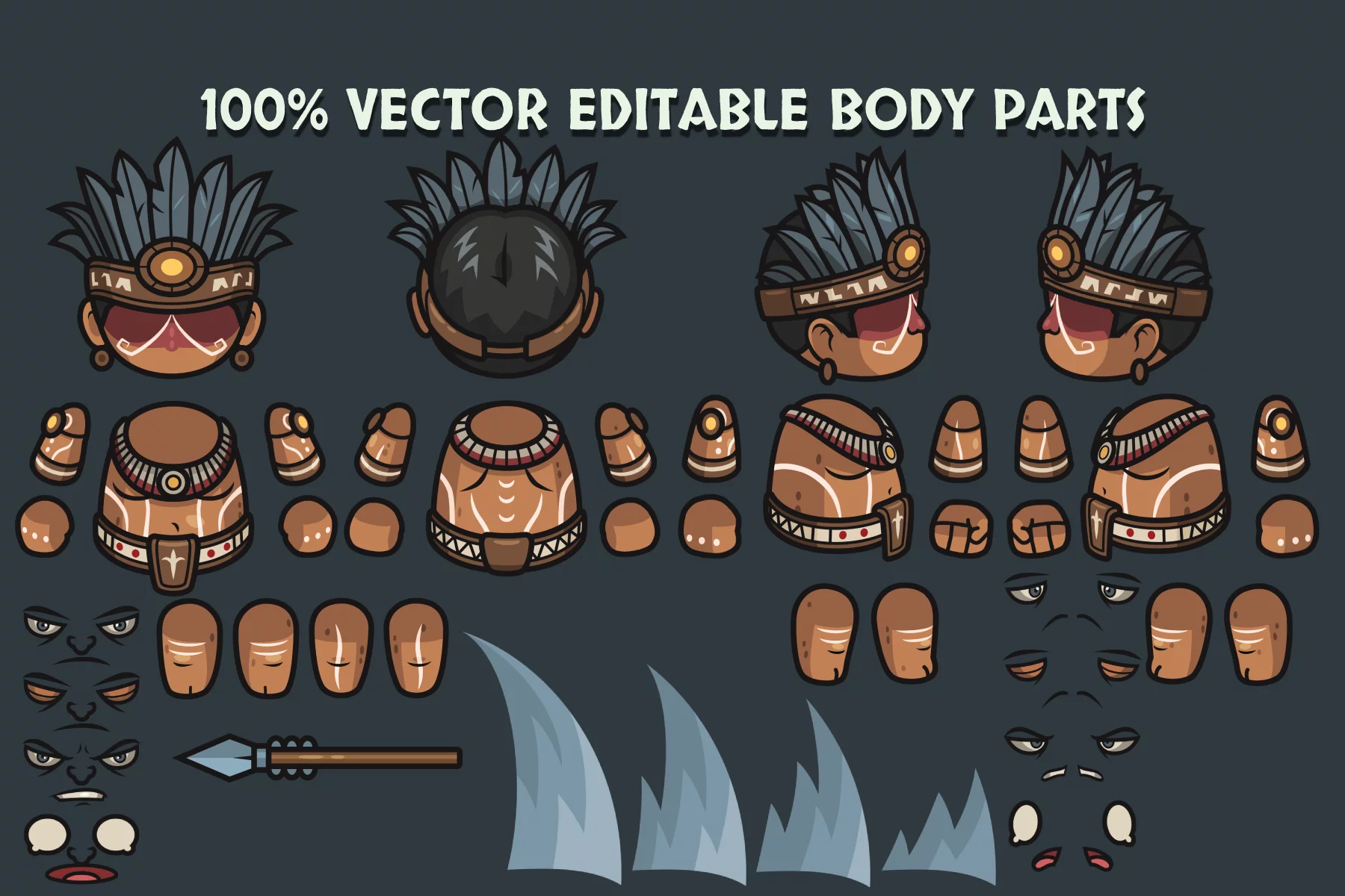 Tribal Warrior Boss Characters Asset Pack