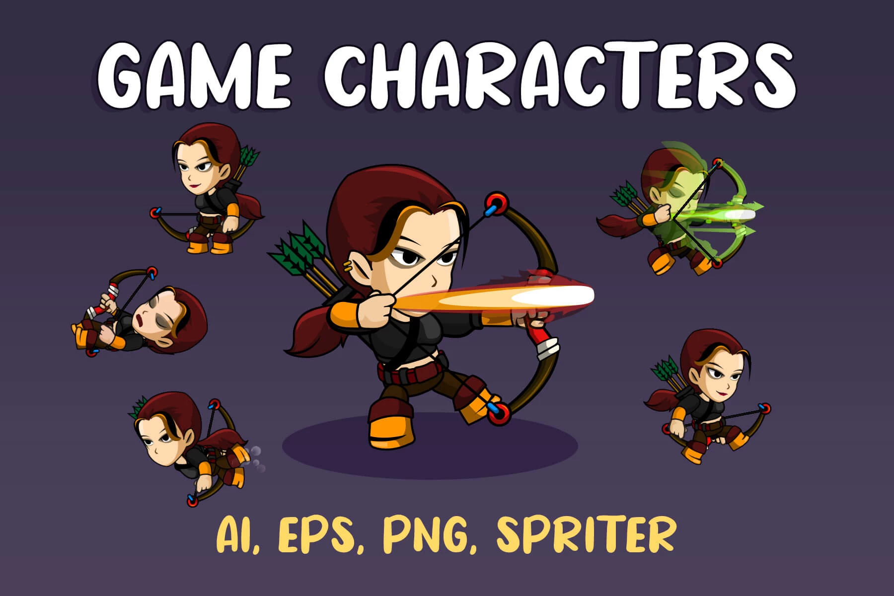 Woman Hero Game Character Sprite