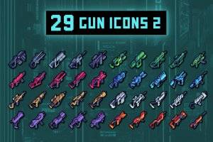 32×32像素枪械图标包：40种独特武器素材