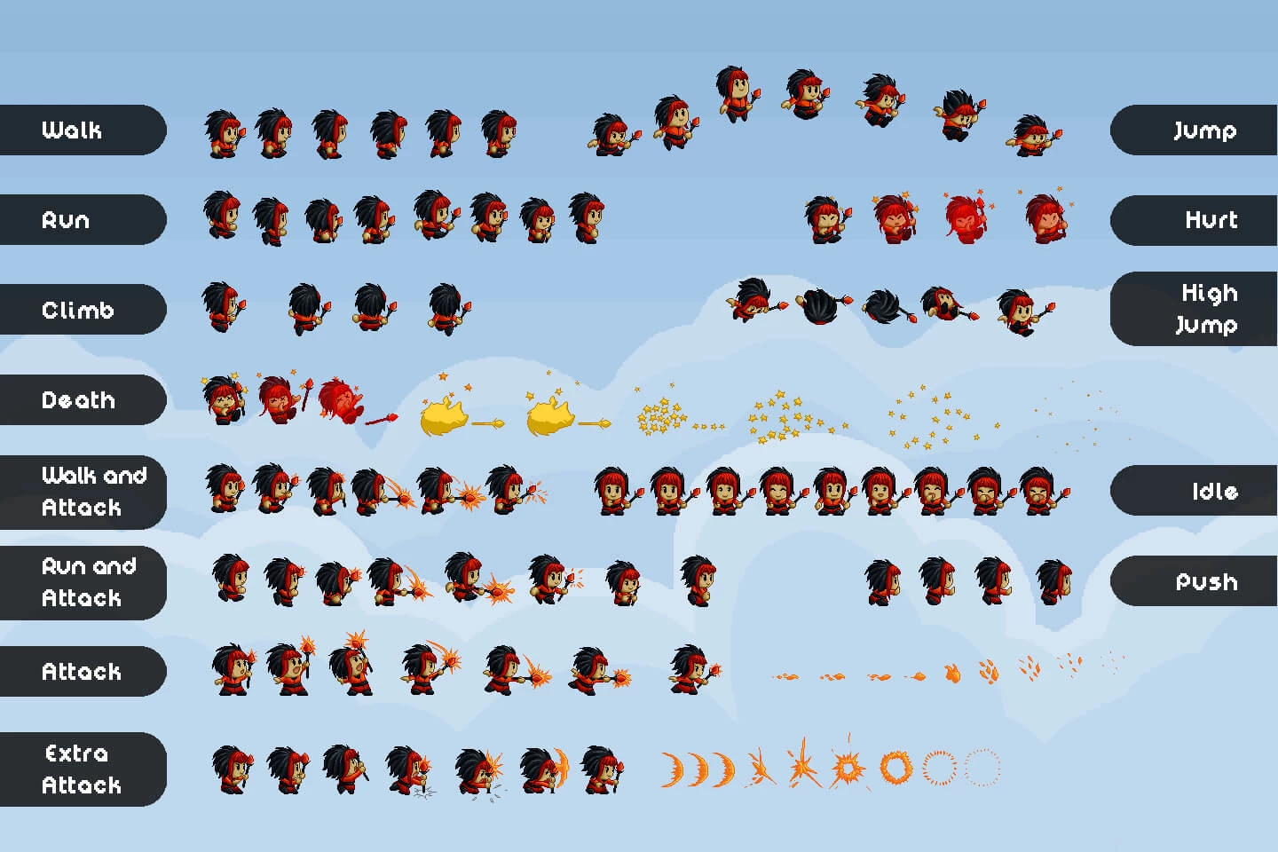 Assassin, Mage, Viking Pixel Art Game Heroes