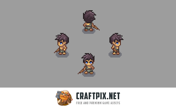 Swordsman 1–3 Level Pixel Top-Down Sprite Character