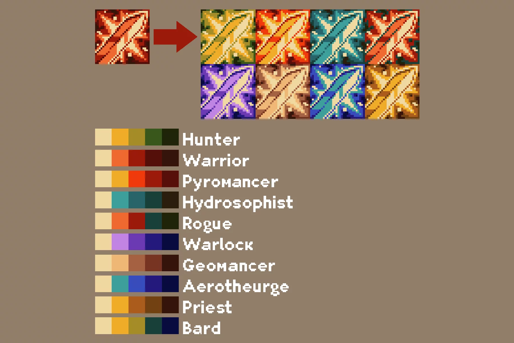 Hunter and Warrior Ability Icons Pixel Art