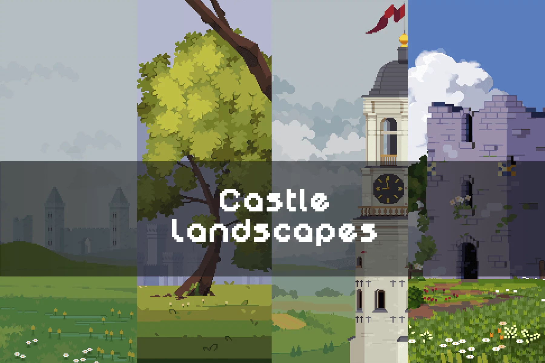 Castle Landscape Pixel Game Backgrounds