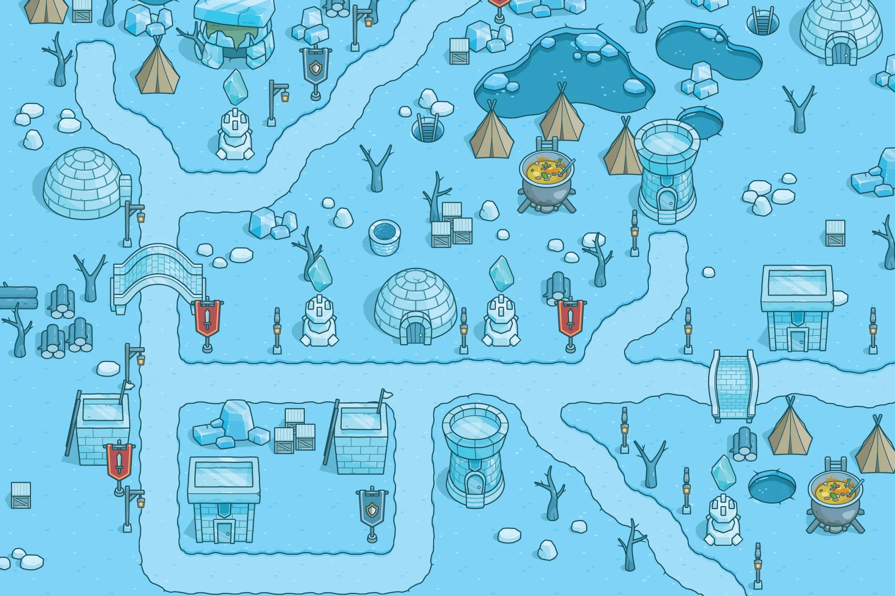 Ice Top-Down Location 2D Tileset