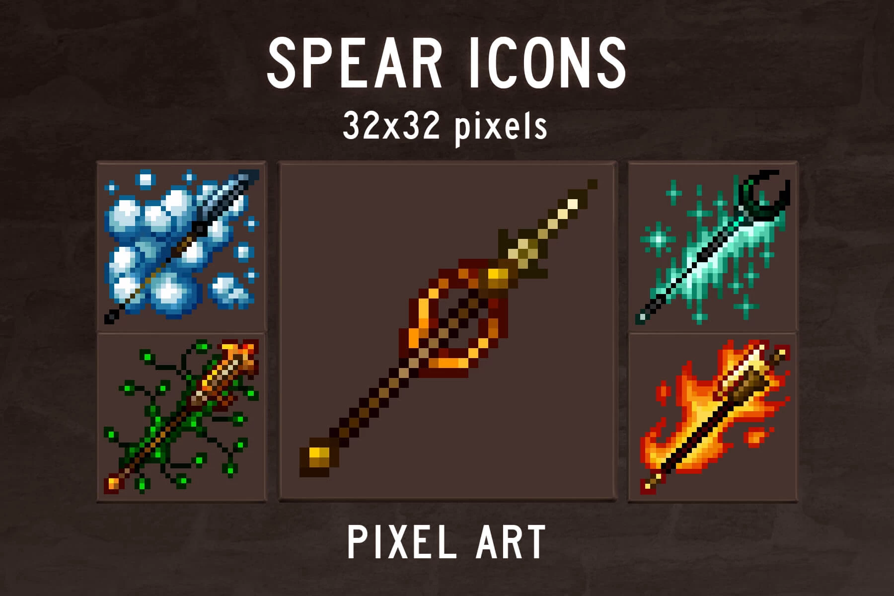 Spear Pixel Art RPG Icons