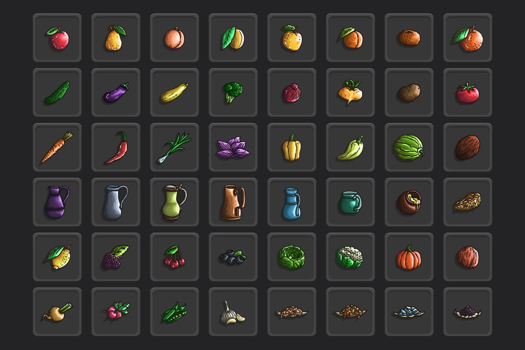 Fruit and Vegetable RPG Icons