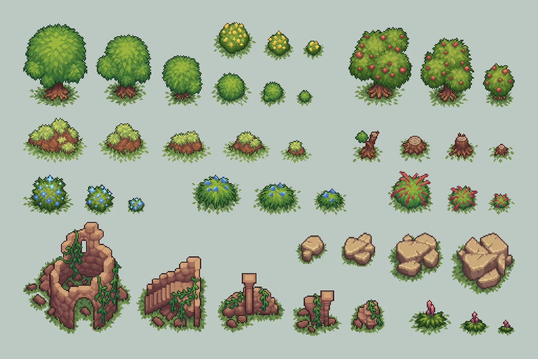Grassland Top Down Tileset Pixel Art