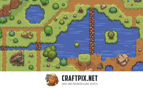 Grassland Top Down Tileset Pixel Art