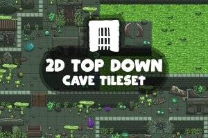2D俯视洞穴图块集：RPG游戏关卡构建利器
