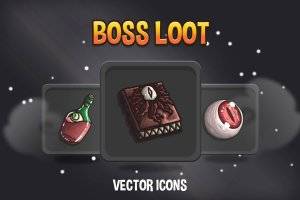 Boss Loot矢量RPG图标包：48款独特战利品图标