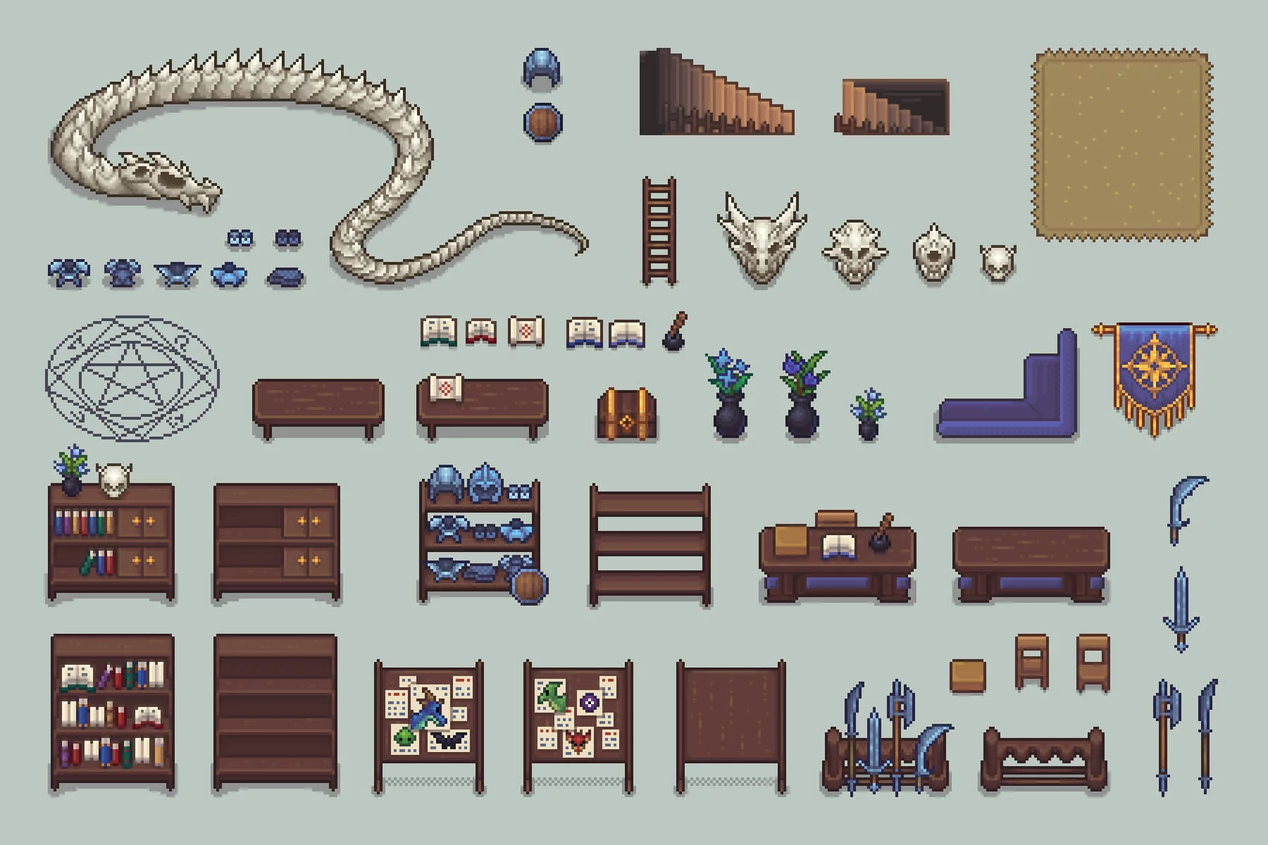 Top-Down Pixel Art Guild Hall Asset Pack