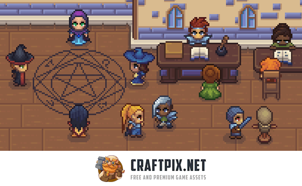 Top-Down Pixel Art Guild Hall Asset Pack