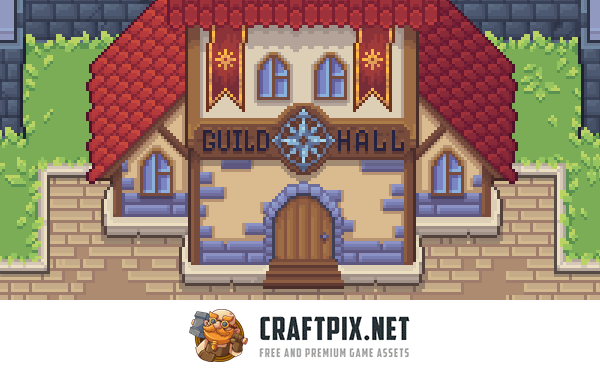 Top-Down Pixel Art Guild Hall Asset Pack