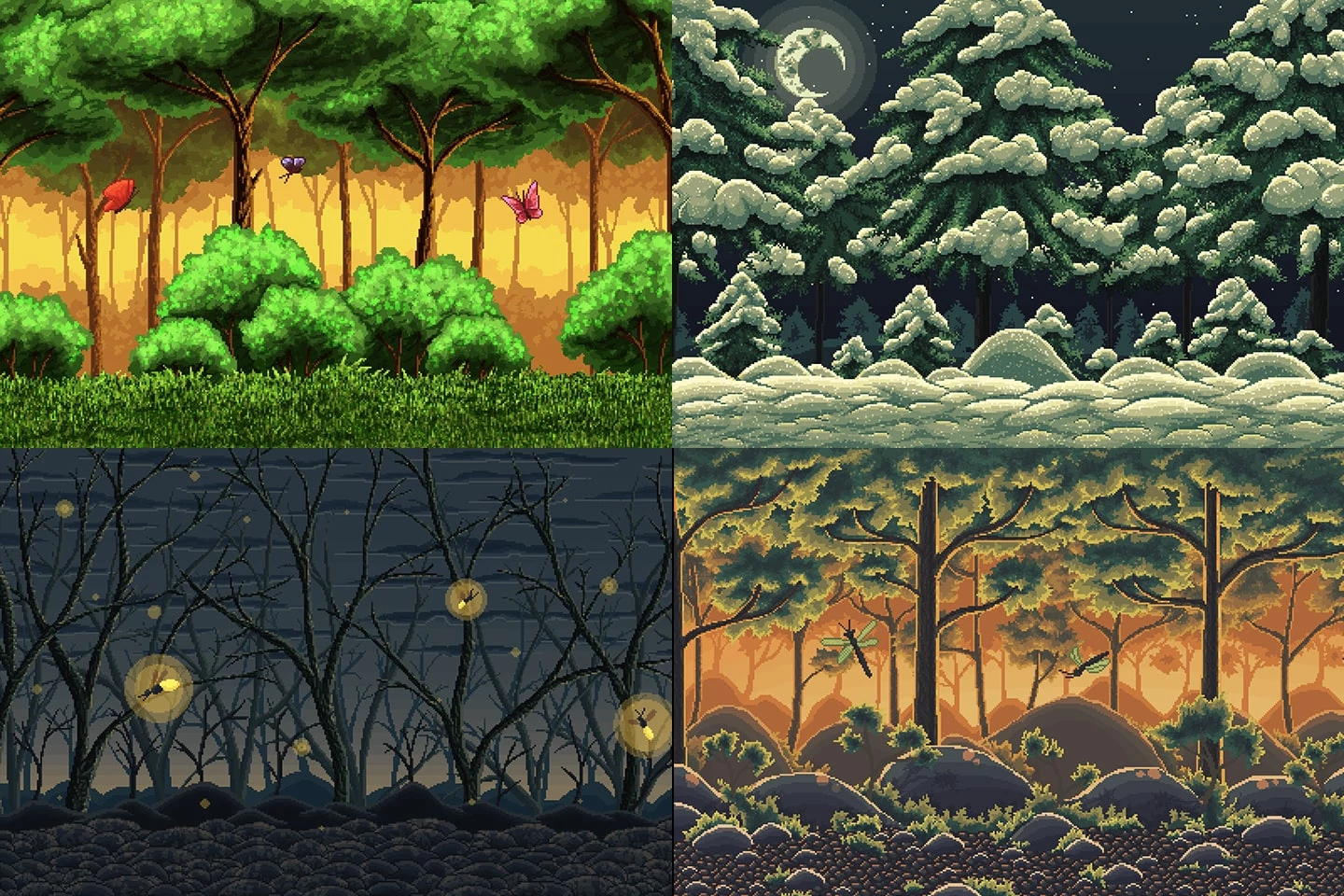 Pixel Art Forest 2D Backgrounds