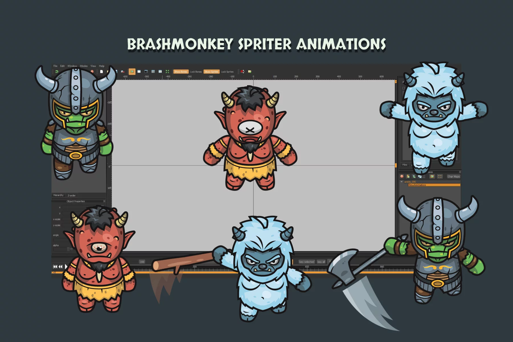 Top-Down Fantasy Boss Characters Pack 2 Yeti, Ogre, Cyclops