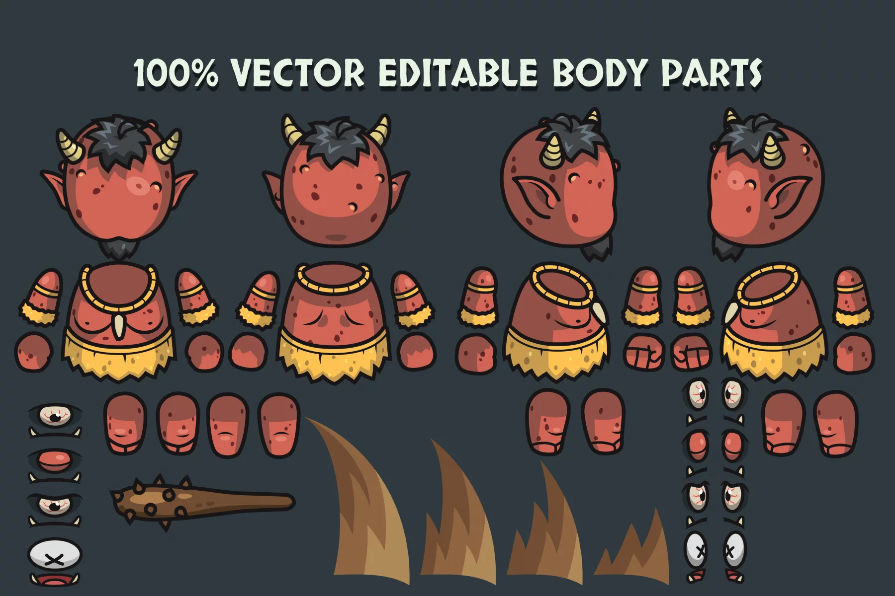 Top-Down Fantasy Boss Characters Pack 2 Yeti, Ogre, Cyclops