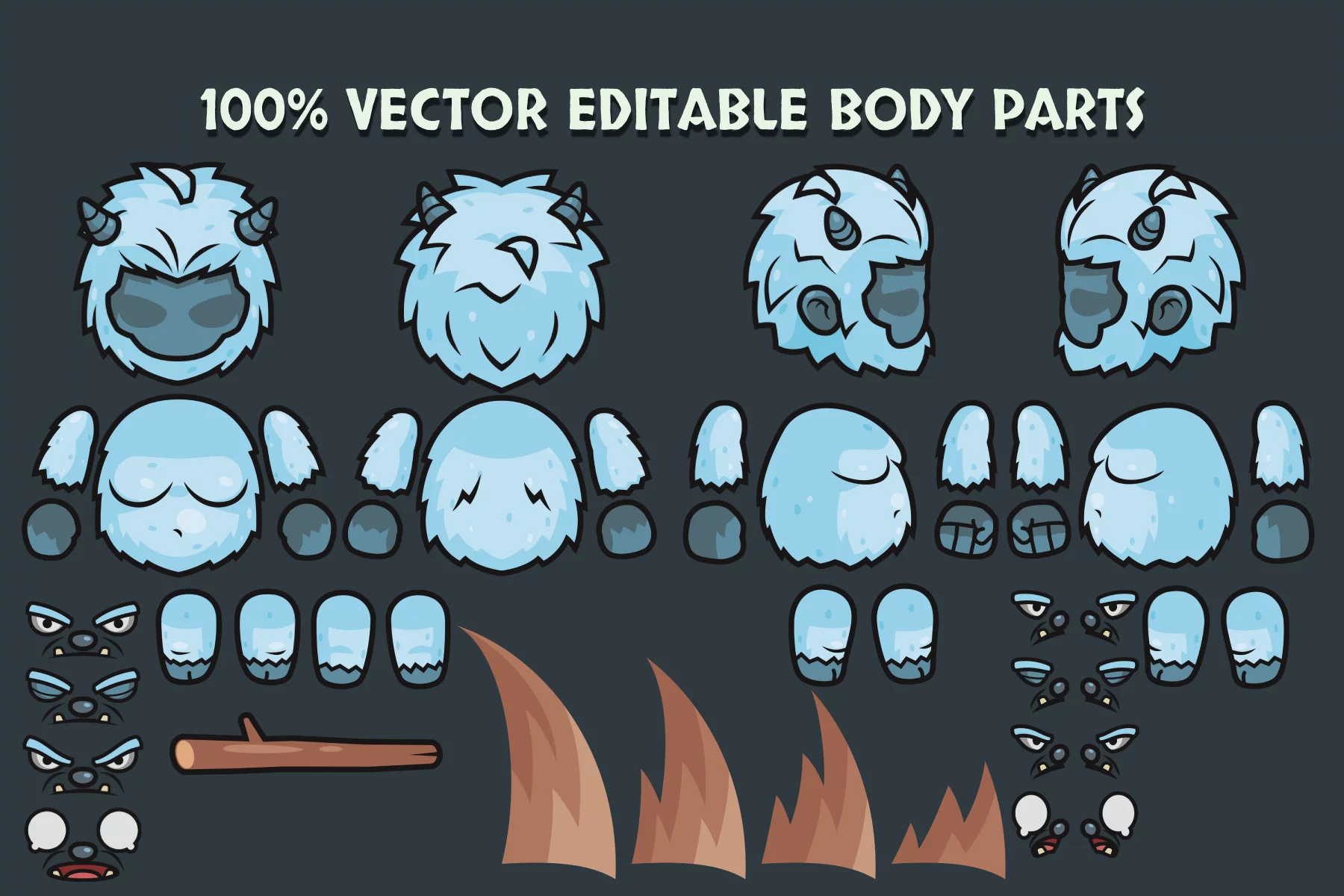 Top-Down Fantasy Boss Characters Pack 2 Yeti, Ogre, Cyclops