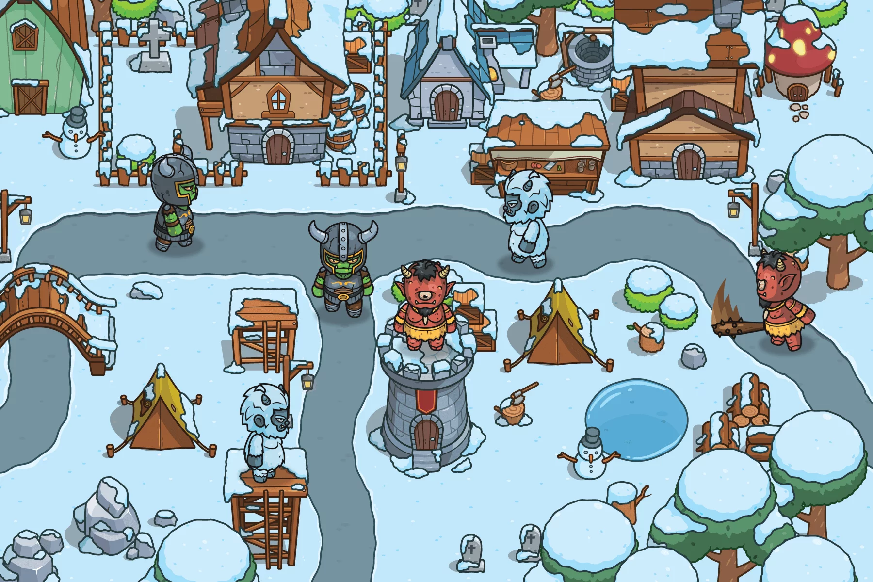 Top-Down Fantasy Boss Characters Pack 2 Yeti, Ogre, Cyclops