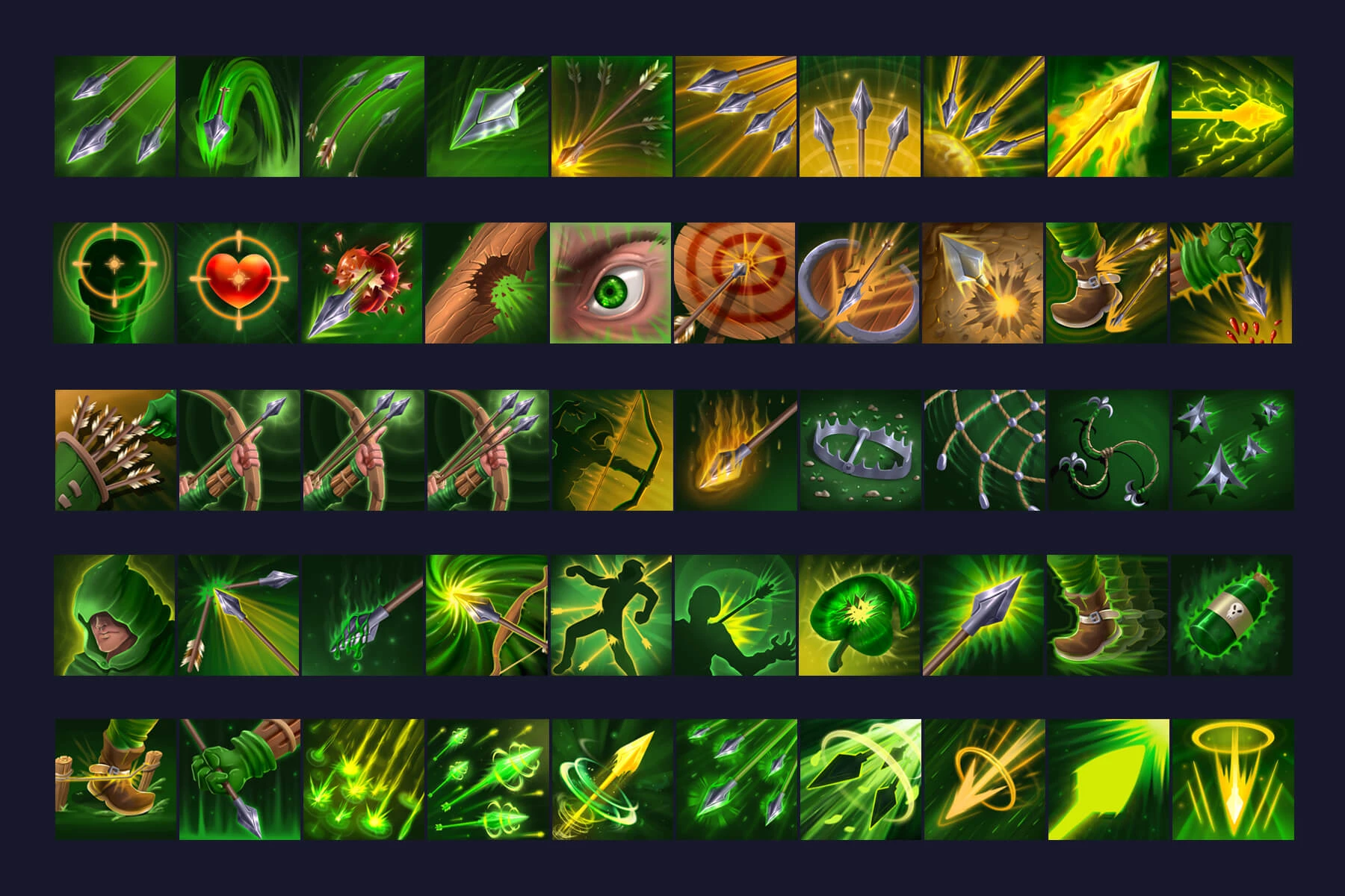 50 RPG Archer Skill Icons