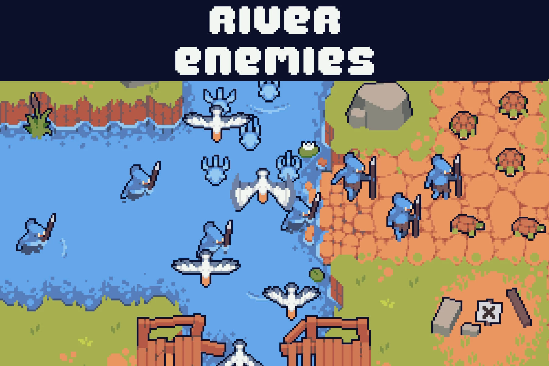 River Enemies Pixel Art for Tower Defense