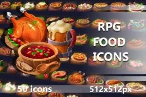 50款RPG食物图标：丰富美食素材助力游戏设计