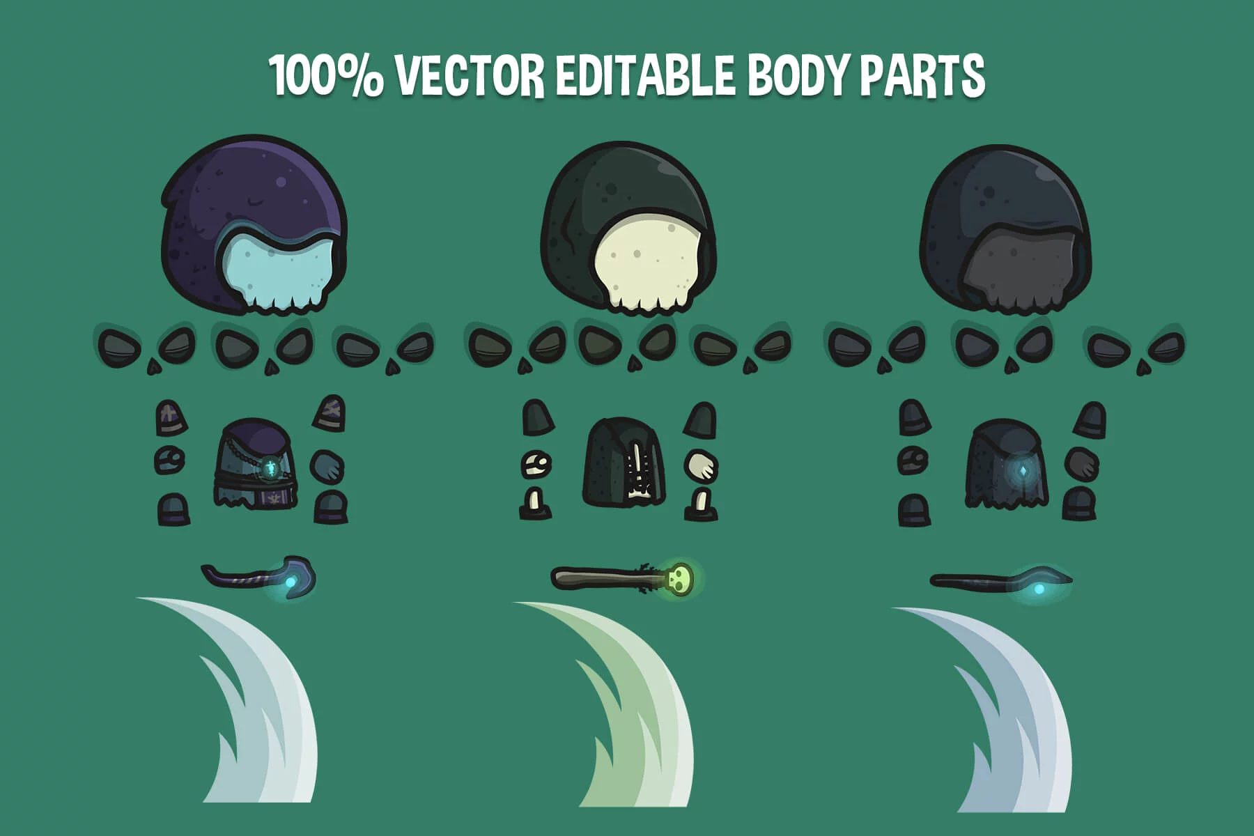 Chibi Skeleton Necromancer Character Sprites