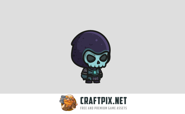 Chibi Skeleton Necromancer Character Sprites