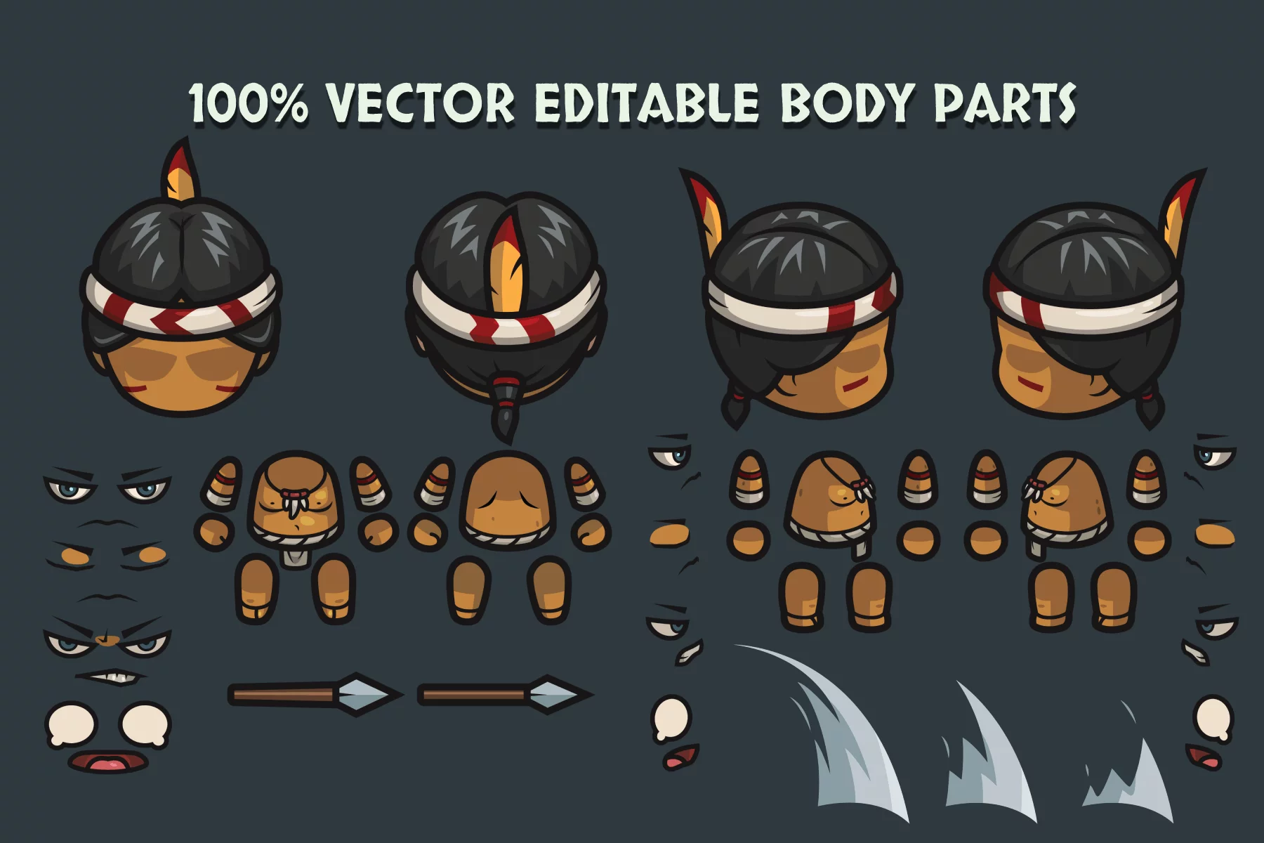 Tribal 4-Direction Character Sprite Asset Pack