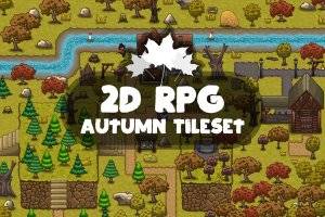 2D RPG秋季瓦片集:中世纪建筑与自然景观素材