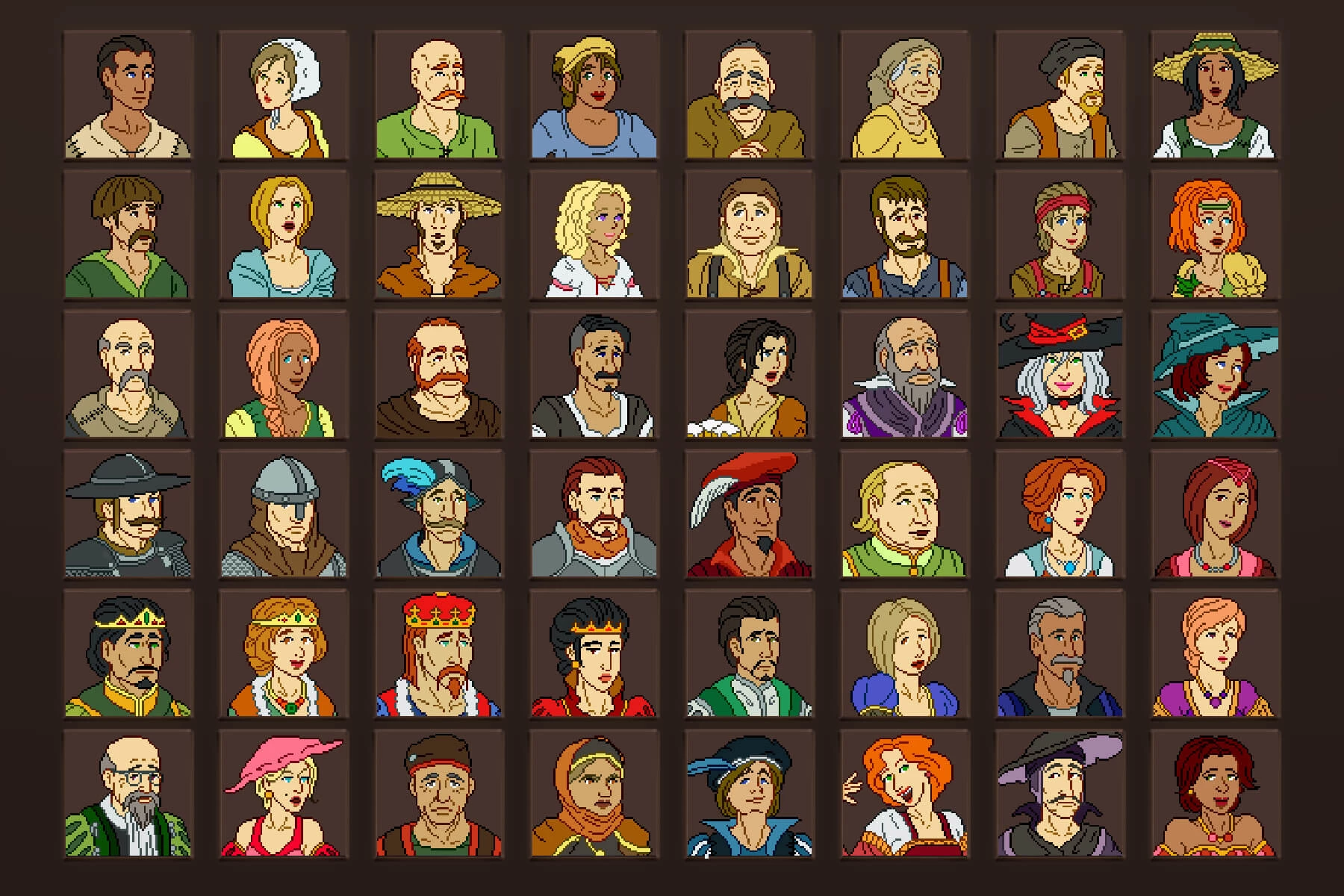Medieval Game Avatar Pixel Art Icons