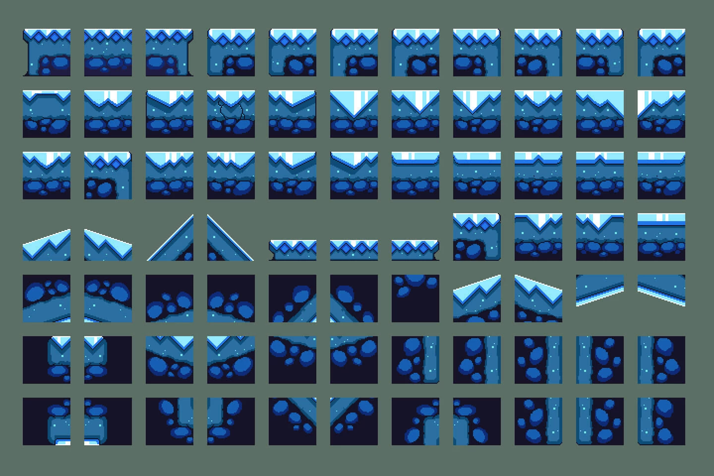 Frozen Pixel Art Environment Assets Pack
