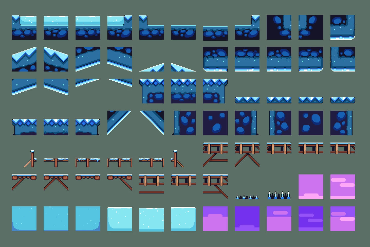 Frozen Pixel Art Environment Assets Pack