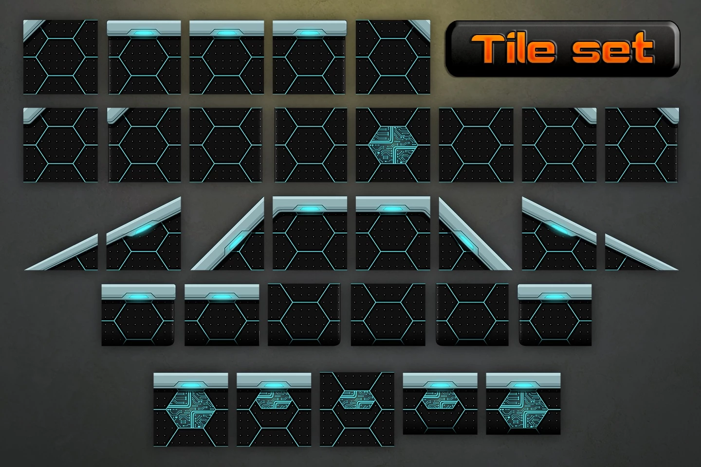 Robotic Platformer Game Tileset