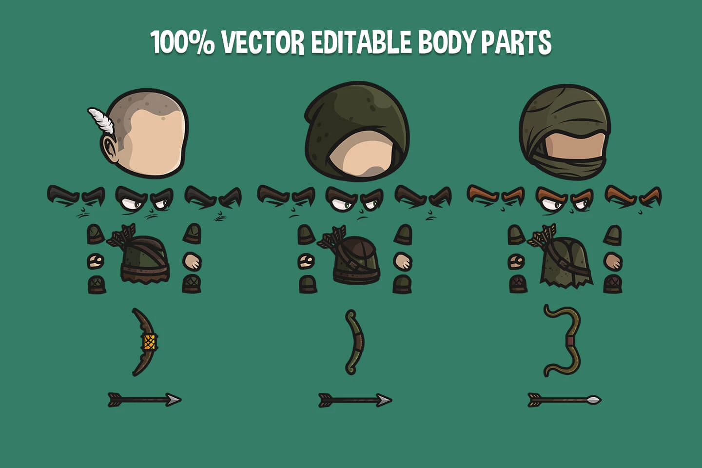 Archer Chibi 2D Game Sprites