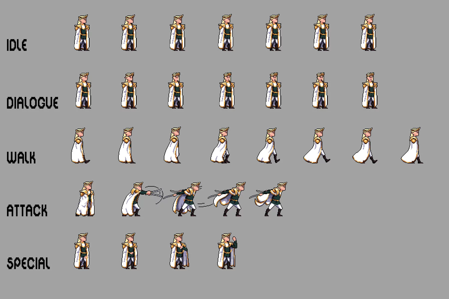 Elf King and Queen Pixel Art Character Sprite Sheets
