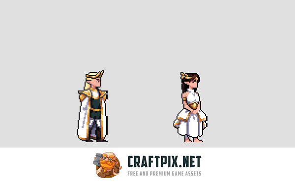 Elf King and Queen Pixel Art Character Sprite Sheets