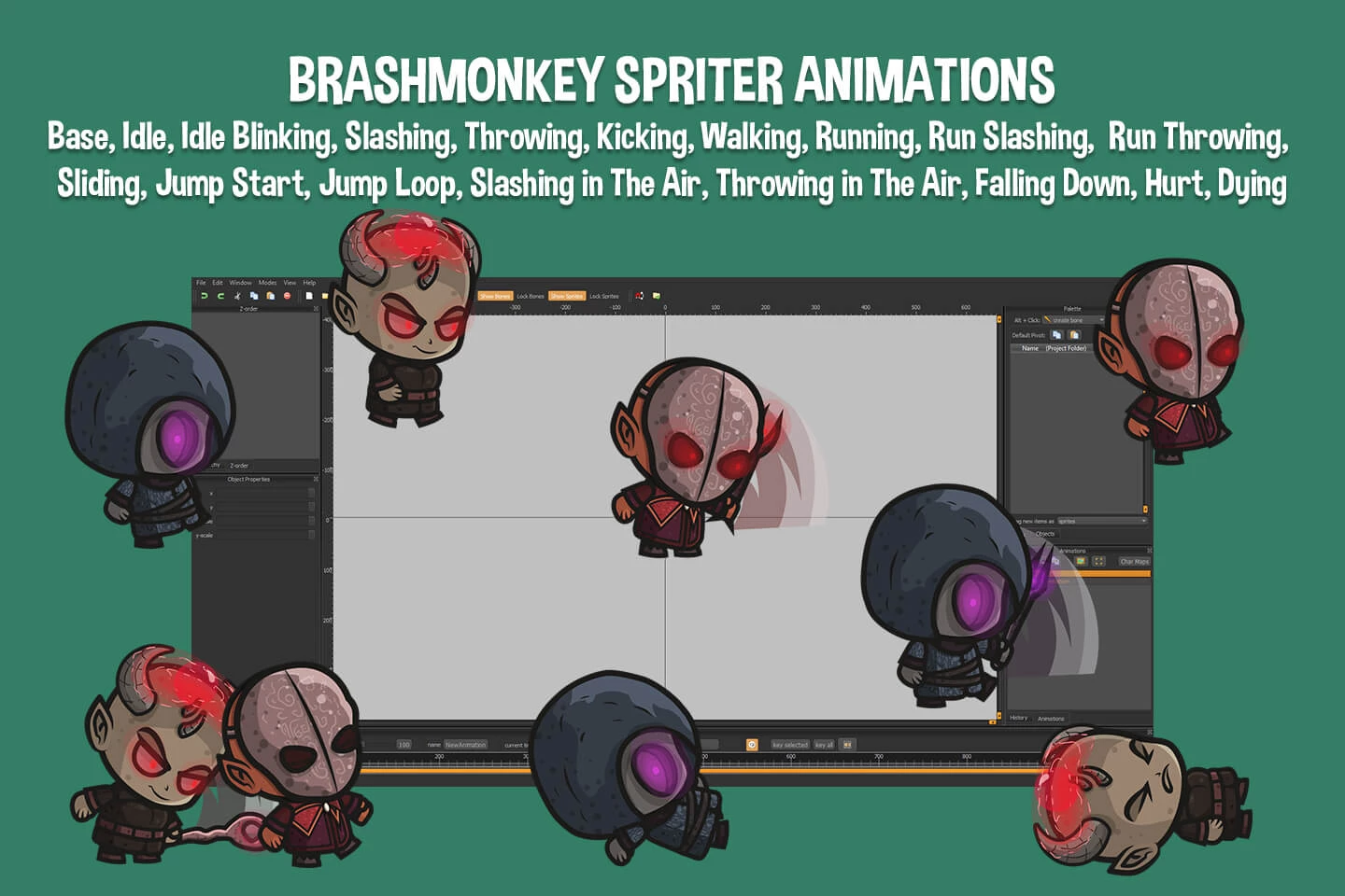 Magician Demon Chibi 2D Sprites