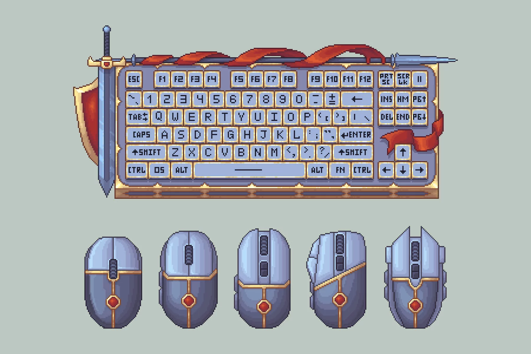 Fantasy Keyboard and Mouse Pixel Art Asset Pack