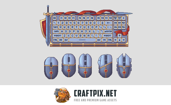 Fantasy Keyboard and Mouse Pixel Art Asset Pack