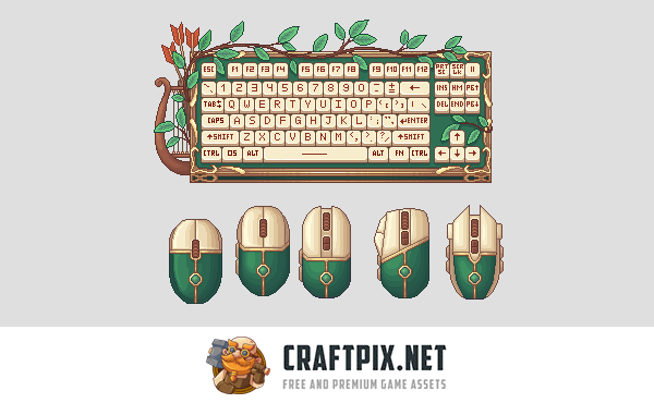 Fantasy Keyboard and Mouse Pixel Art Asset Pack