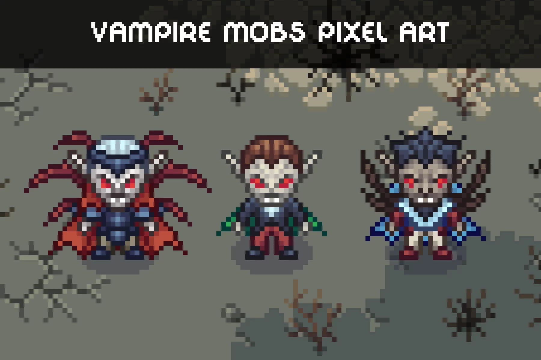 Vampire 4-direction Pixel Character Sprite Pack