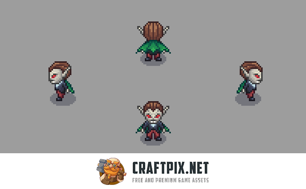 Vampire 4-direction Pixel Character Sprite Pack