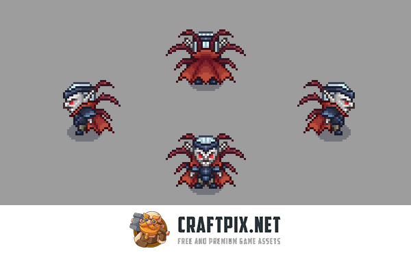Vampire 4-direction Pixel Character Sprite Pack