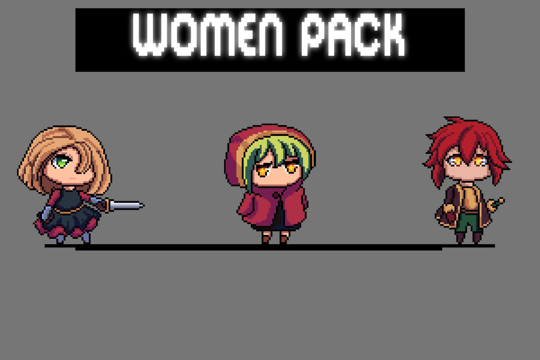 Fantasy Chibi Female Sprites Pixel Art