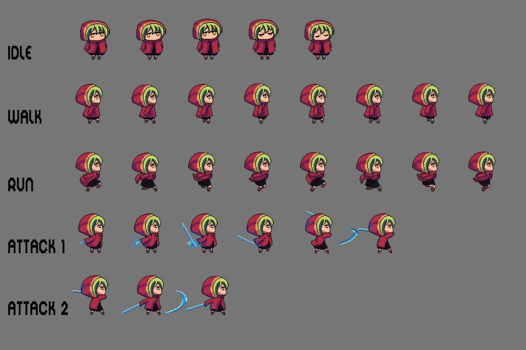 Fantasy Chibi Female Sprites Pixel Art