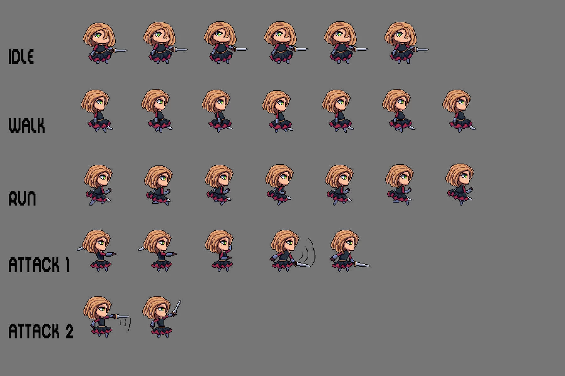 Fantasy Chibi Female Sprites Pixel Art